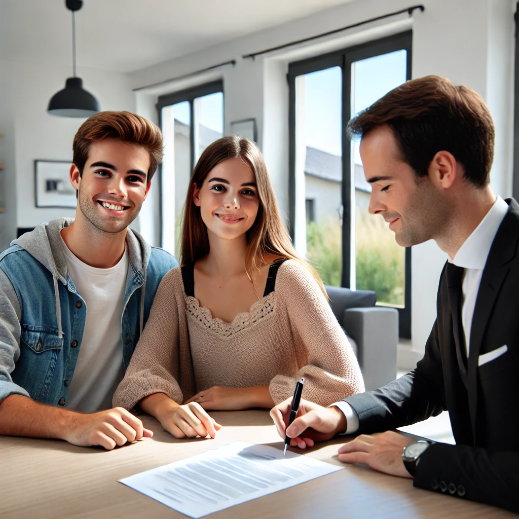 Jeunes primo-accédants signant pour l'achat de leur premier logement à Perpignan