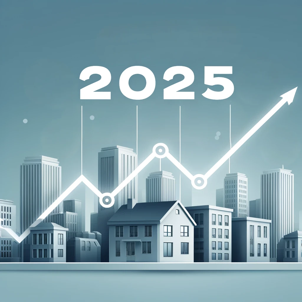Graphique montrant la baisse des taux de crédit immobilier en 2025 avec une reprise du marché immobilier.